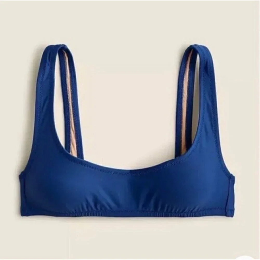 J Crew Colorblock Bikini Sz Medium Heritage 90s Scoop Neck Top HIgh Rise Bottom